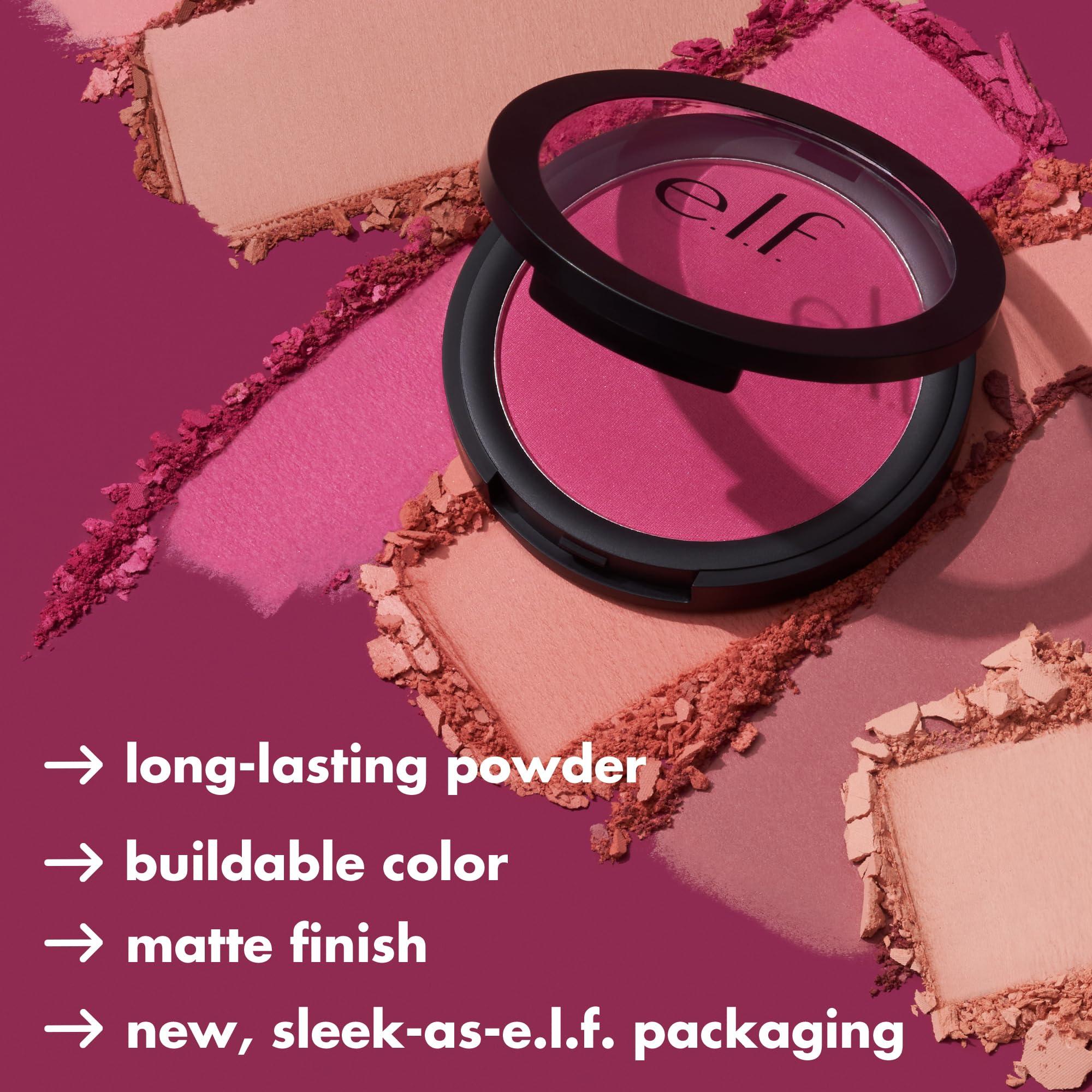 e.l.f. e.l.f. Primer-Infused Matte Blush, Long-Lasting, Lightweight & Buildable Powder Blush, Delivers A Matte Finish, Vegan & Cruelty-Free, Always Fresh