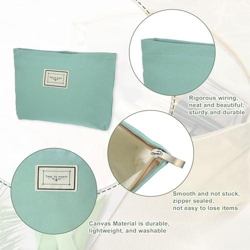 VOCOSTE VOCOSTE Canvas Cosmetic Bag, Canvas Zipper Makeup Pouch, Makeup Bags for Purses, Portable Travel Make Up Bag, Women's Canvas Makeup Bag Suitable for Coin Lipsticks, Green