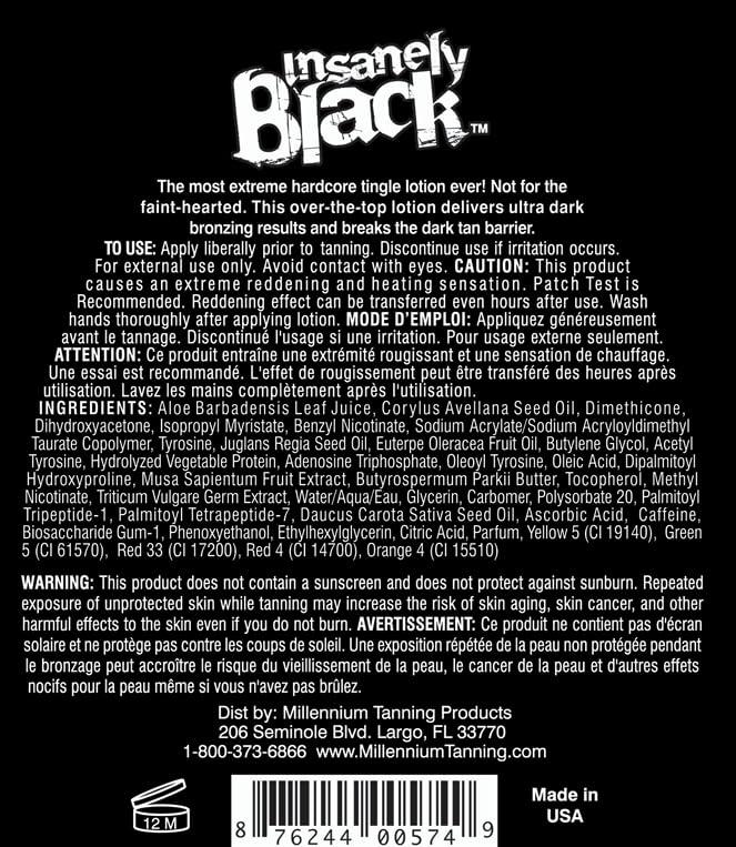Millennium Tanning Products Millennium Tanning Insanely Black 60x, Mega Tingle Dark Tanning Lotion, 13.5 Ounces