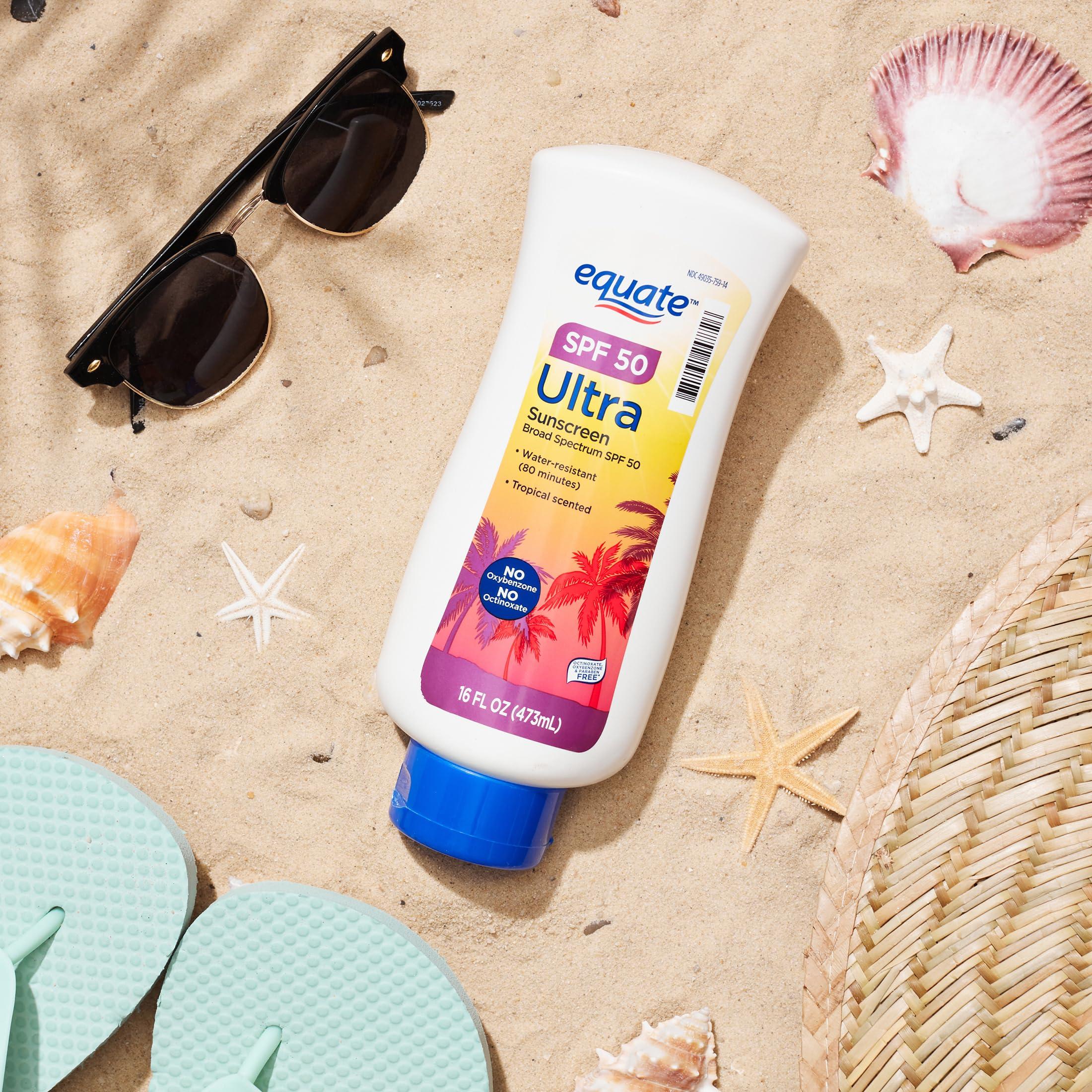 Maker Explorador Equate Ultra Broad Spectrum Sunscreen Lotion, SPF 50, 16 fl oz and card gift Maker Explorador