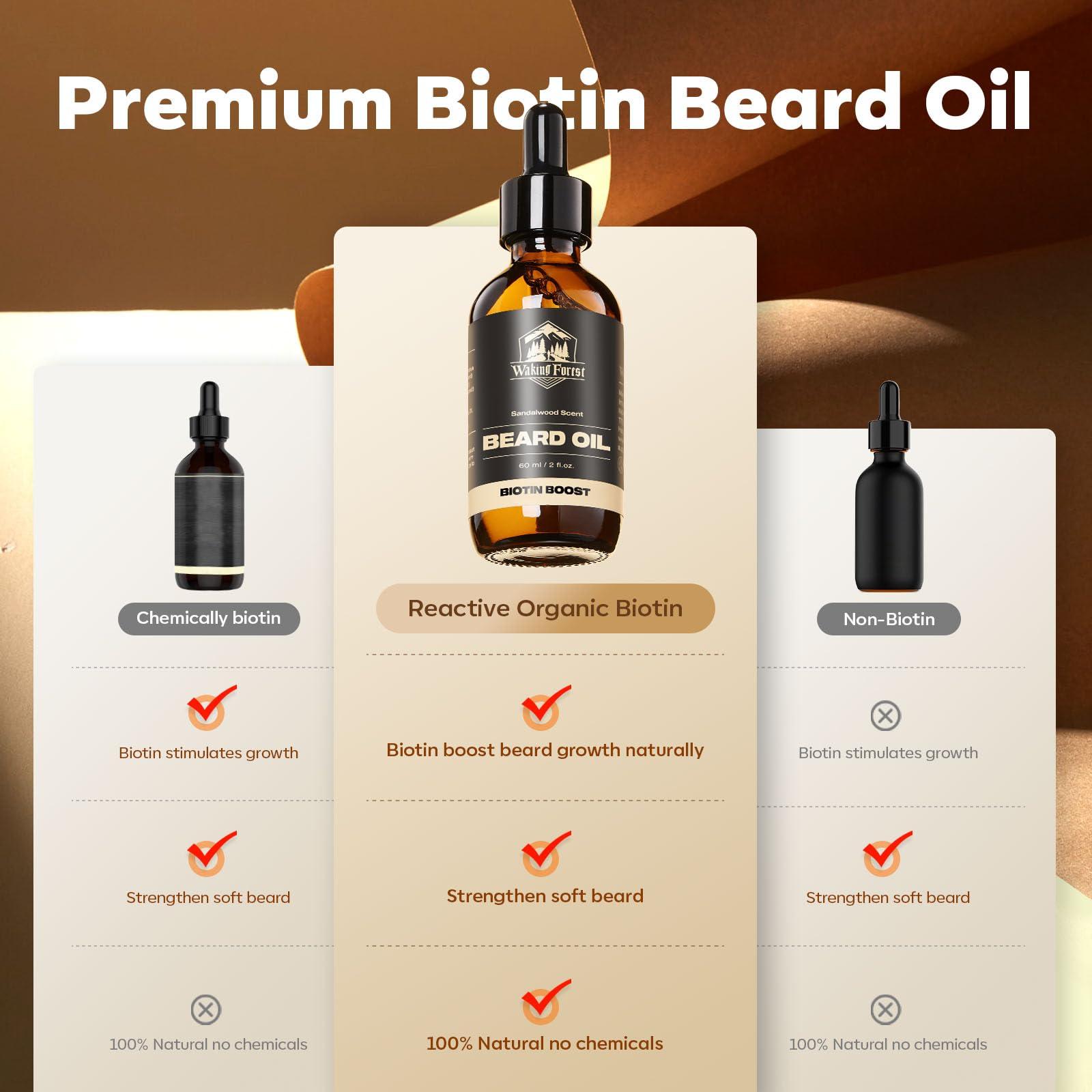 Waking Forest Waking Forest Beard Growth Oil with Biotin Bundle with Beard Oil Sandalwood