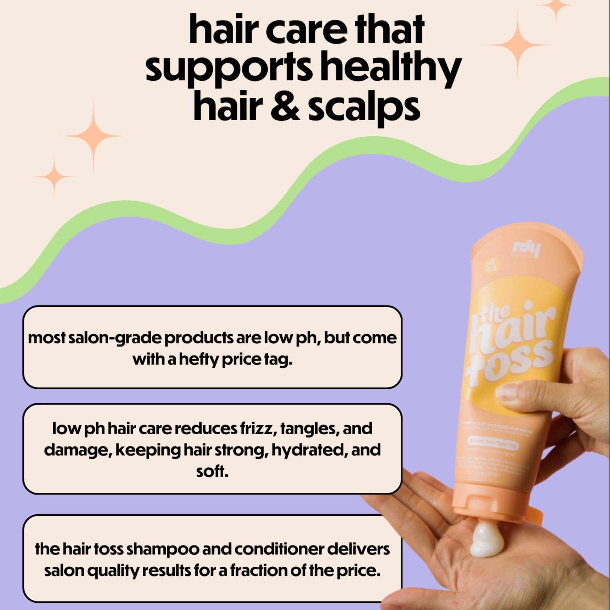 rdy basics The Hair Toss Detangling Shampoo & Conditioner Set, Lightweight Low Ph for Strengthening and Detangling All Hair Types | Paraben & Sulfate Free for Sensitive Scalp | 13.5oz (White Lily & Lemongrass)