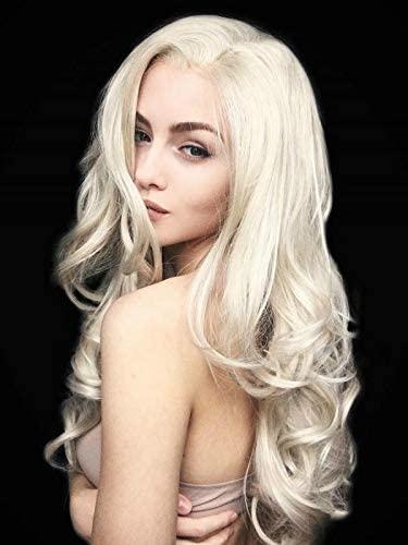 xiweiya xiweiya Long Platinum Blonde Wig Long Body Wave White Blonde Synthetic Loose Wave Heat Resistant Fiber Wigs for Women 26inch
