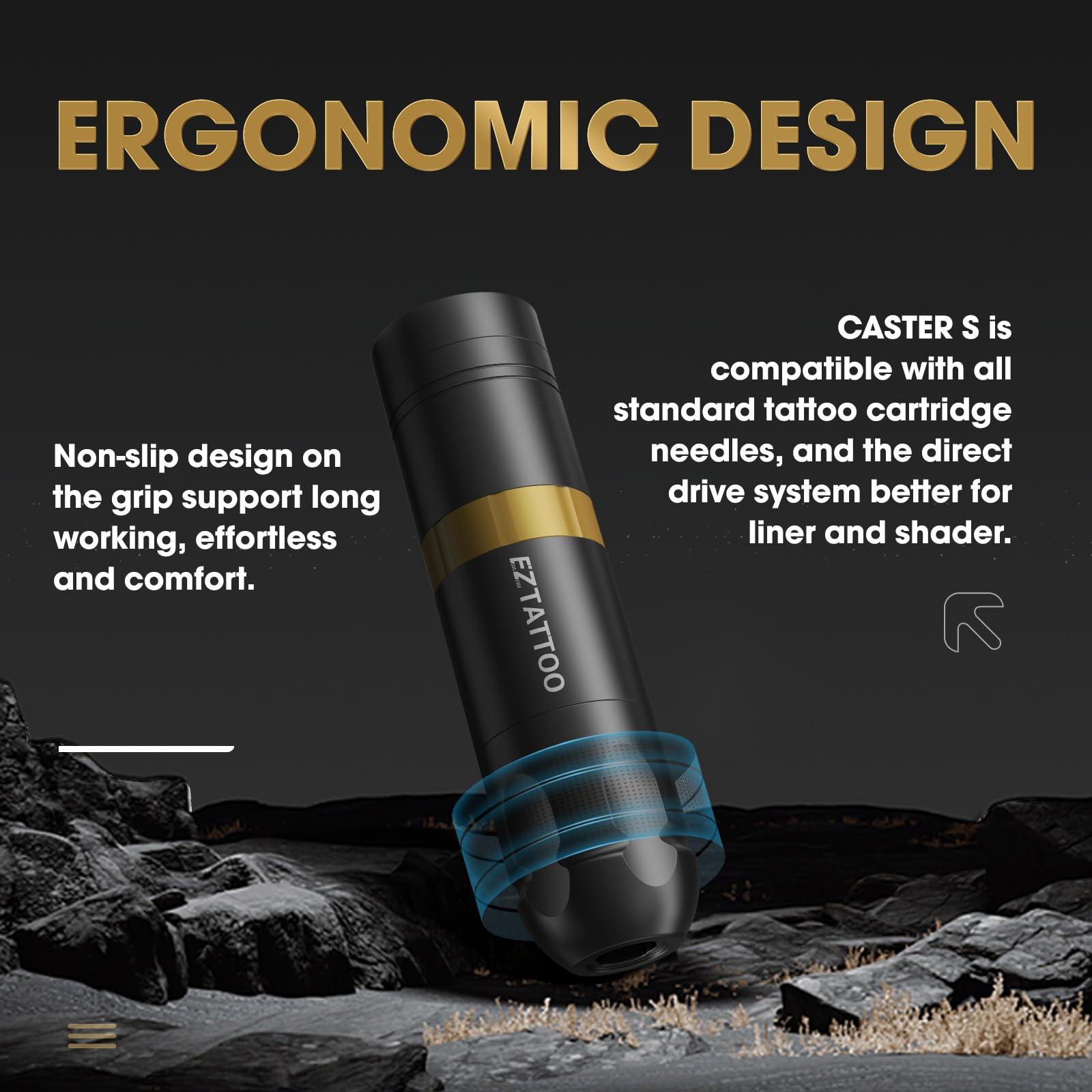 EZTAT2 EZ Wireless Tattoo Machine - Tattoo Pen Machine with 1500mAh Battery Power Supply Rotary Tattoo Gun for Tattoo Beginners and Artists (Caster S Red)