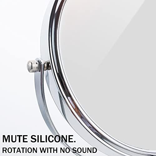 Nicesail Nicesail 19 Inch Tall Makeup Mirror with 10X Magnification, Make up Mirror 8 Inch Double-Sided, Table Mirror with Pedestal for Shaving, Standing Mirror Height Adjustable Chrome Finish (8 Inch, 10X)