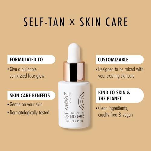 ST. MORIZ St Moriz Advanced Self Tanning Drops for Face - Tan Boosting Face Drops - Self Tanner Bronzing Drops for Face - Face Tanning Drops to Add to Moisturizer (0.51 fl oz)