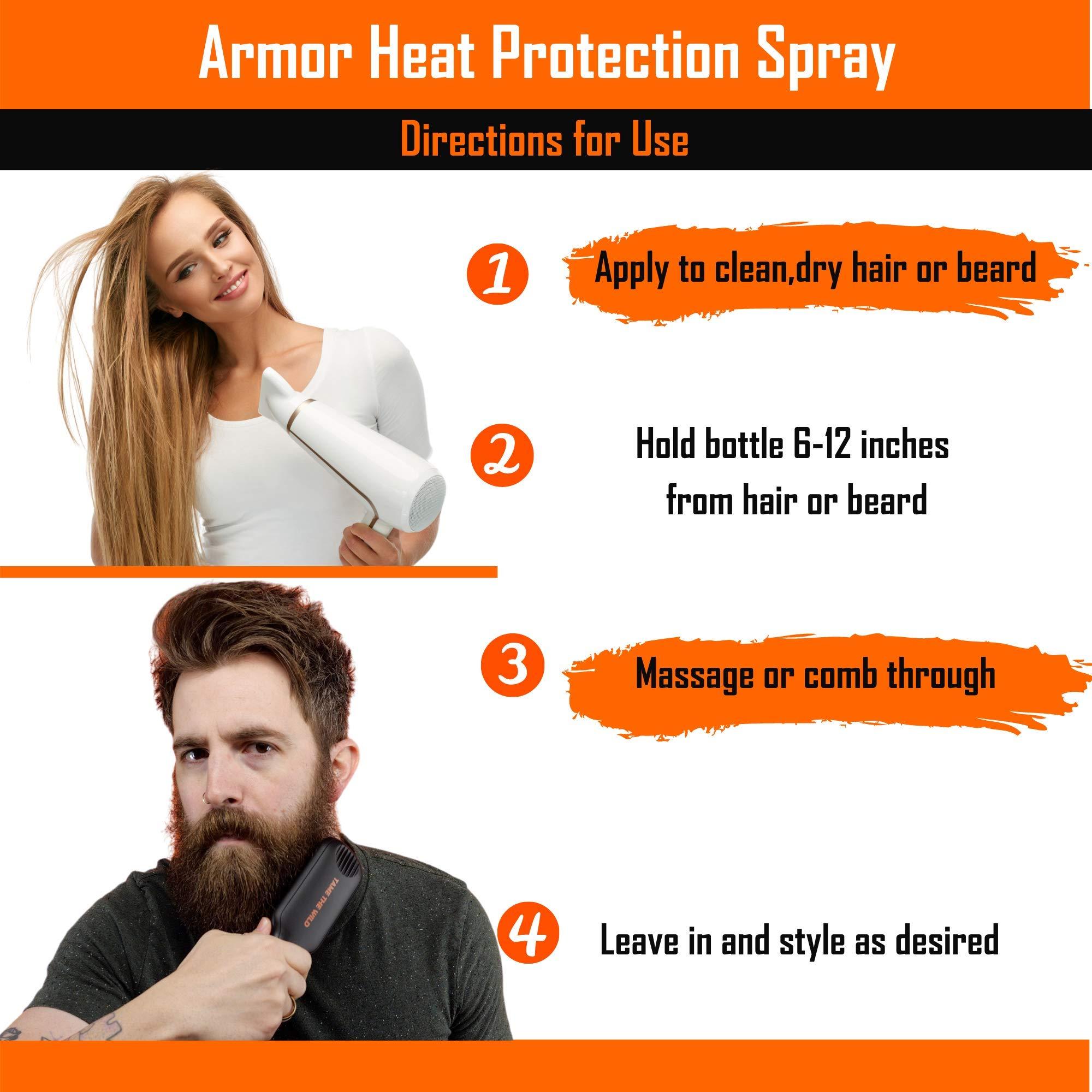 TAME THE WILD MAKE YOUR BEARD BEHAVE Tame the Wild Beard Straightener with Heat Protectant - Argan Oil, Keratin & Aloe Fortified Spray for Men\'s Hair & Beard - Large 8.5 Fl Oz Bottle