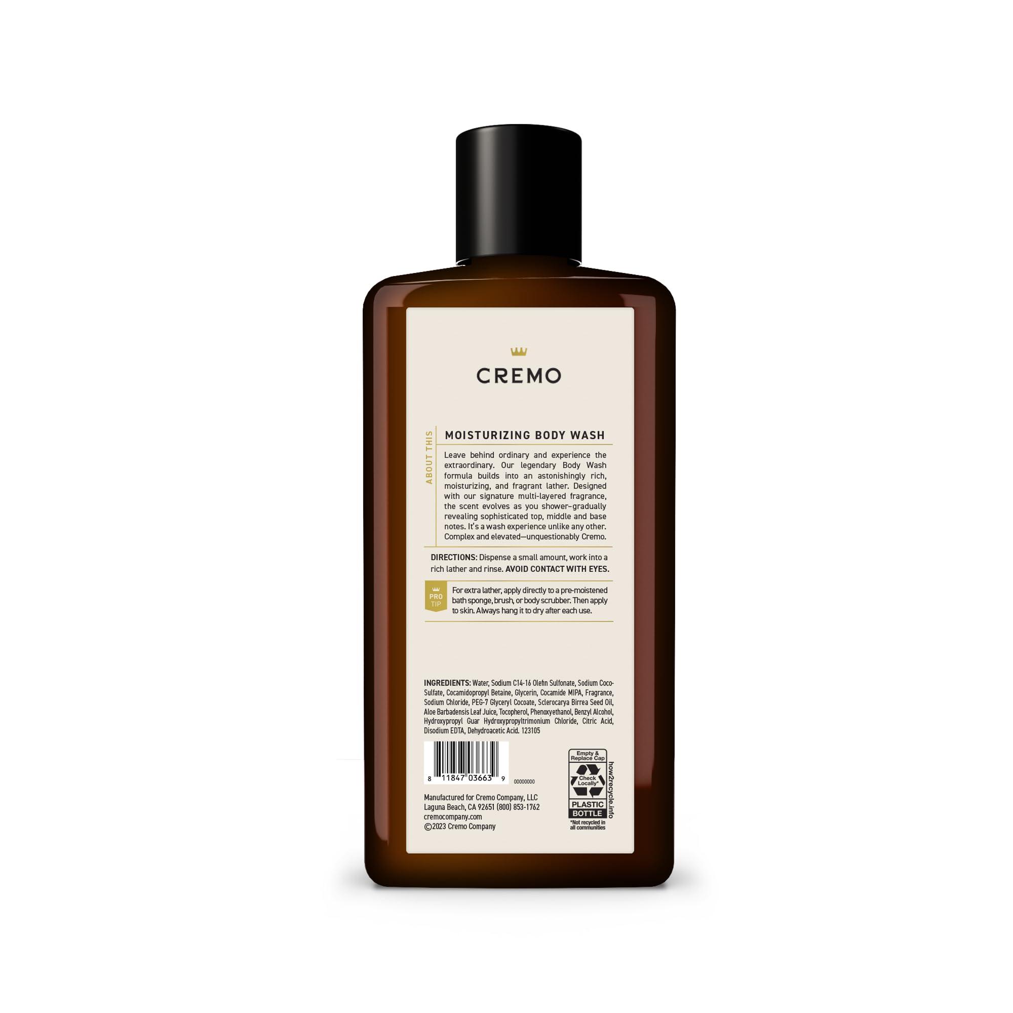 Cremo Cremo Body Wash Men, Notes of Italian Bergamot, Neroli Blossom, and Fresh Vetiver, Rich-Lathering Italian Bergamot, 16 Fl Oz