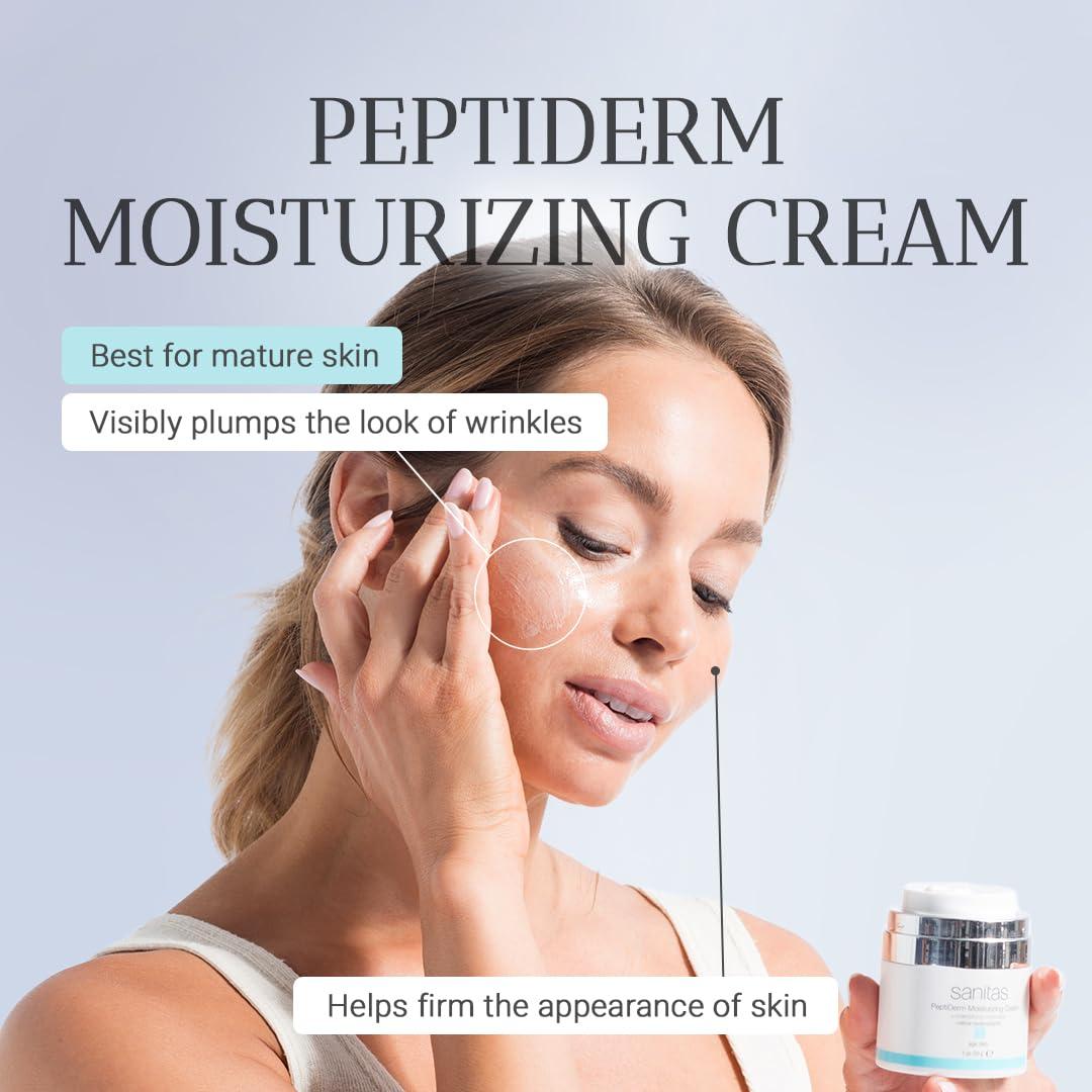 Sanitas Sanitas Skincare PeptiDerm Moisturizing Cream, Peptides, Ultra Hydration, Moisturizer for Aging Skin, 1 Ounce
