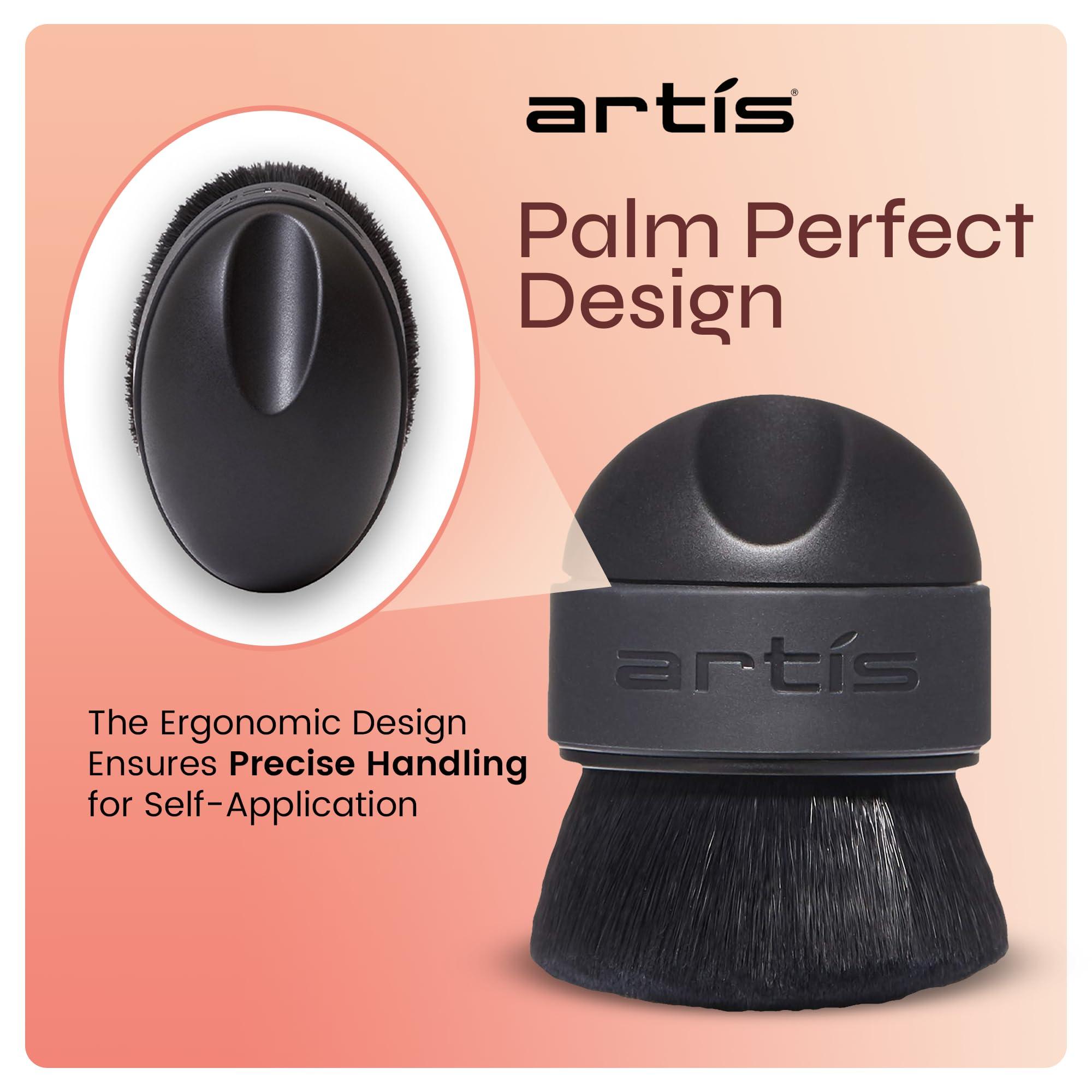 Artis Artis Elite Black Mini Palm Makeup Brush | Luxury Synthetic Cosmefibre Brush | Ideal for foundation, SPF, Skincare | Use with liquids, powders, and creams | Creates a Streak-free application