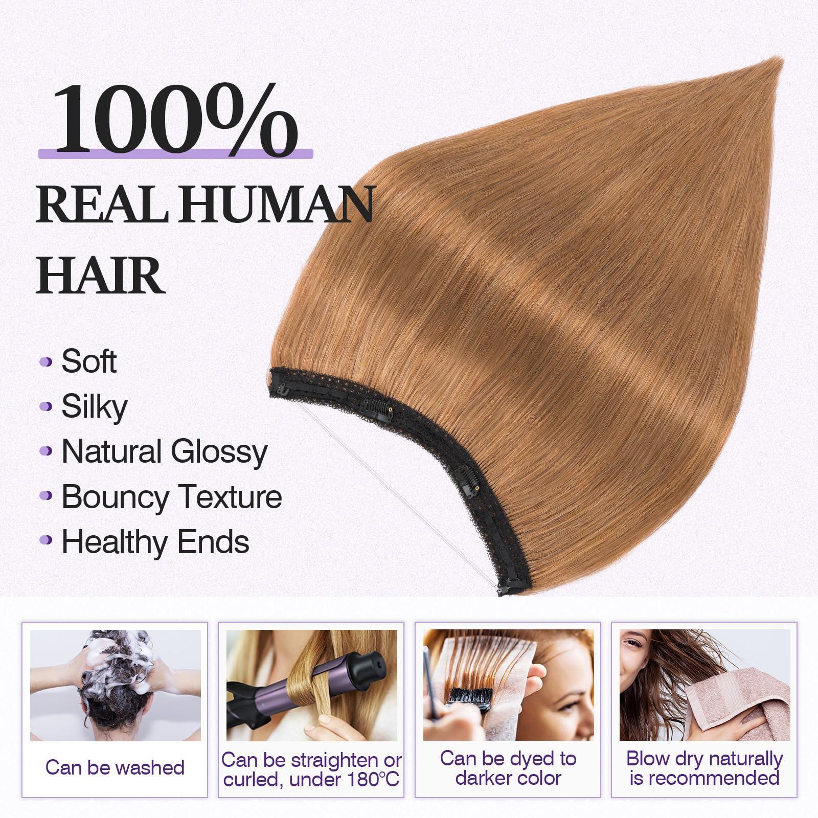 prokyvity Halo Hair Extensions Real Human Hair,Prokyvity Halo Hair Extension 100% Human Hair,Halo Extensions Real Human Hair,Human Hair Halo Extensions,Halo Hair Extension,Halo Extension 06 Light Brown 20inch
