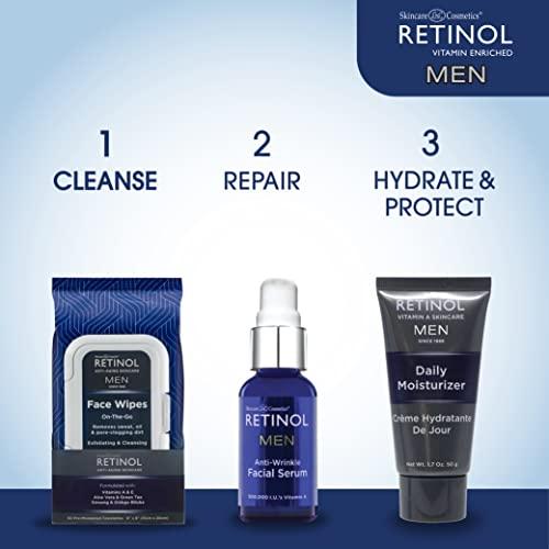 Retinol Retinol Men Facial Wipes Anti-Aging Cleansing Towelettes - Quickly cleanse face from sweat, oil and pore-clogging dirt without any heavy residue