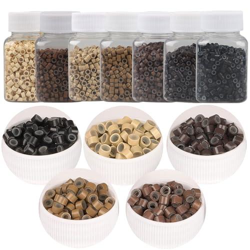 GlamorDove GlamorDove Hair Extension Tool 4.5mm Micro Beads 1000Pcs Hair Extension Microlink Beads Rings Silicone Aluminum Beads for Extension Tinsel Weft Extension