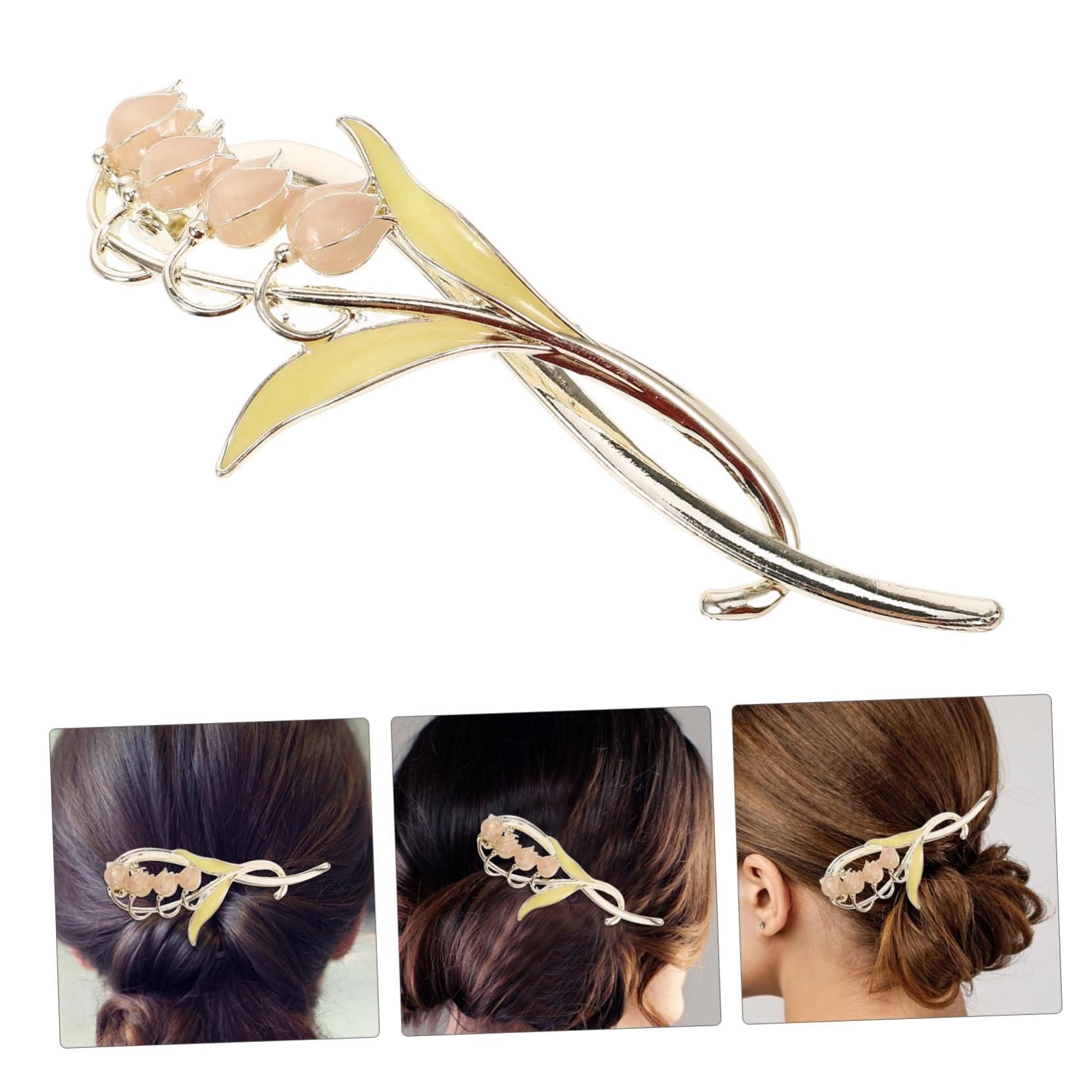 Healeved Healeved Twist Chuck Hair Clip French Clips for Hair Claw Clips Hair Clips Hair Clamps Hair Pins for Buns Bellflower Hair Barrettes for Thick Hair Bun Hair Clip Ponytail Pink Alloy