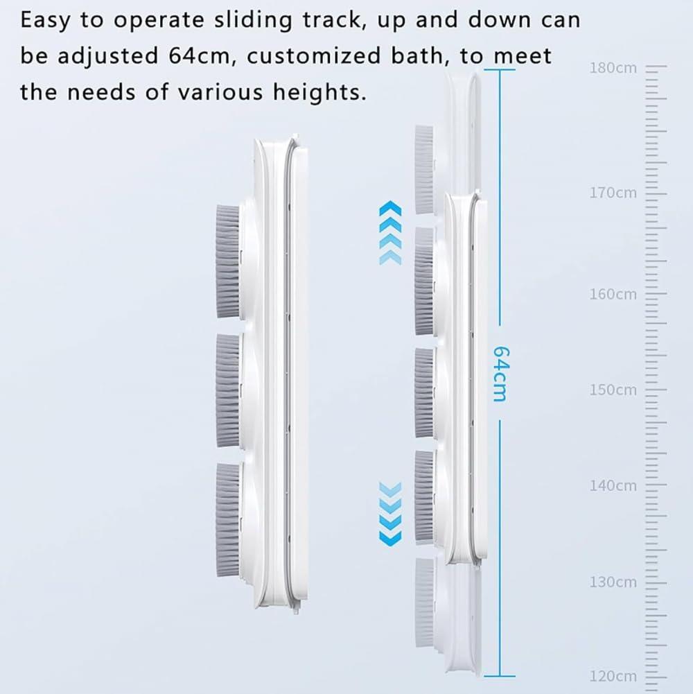 YIJIEHH YIJIEHH Electric Shower Body Brush, Rechargeable Wall Mounted Back Scrubber, Height Adjust 64cm, 33CM Diameter Spinning Skin Brush Rechargeable