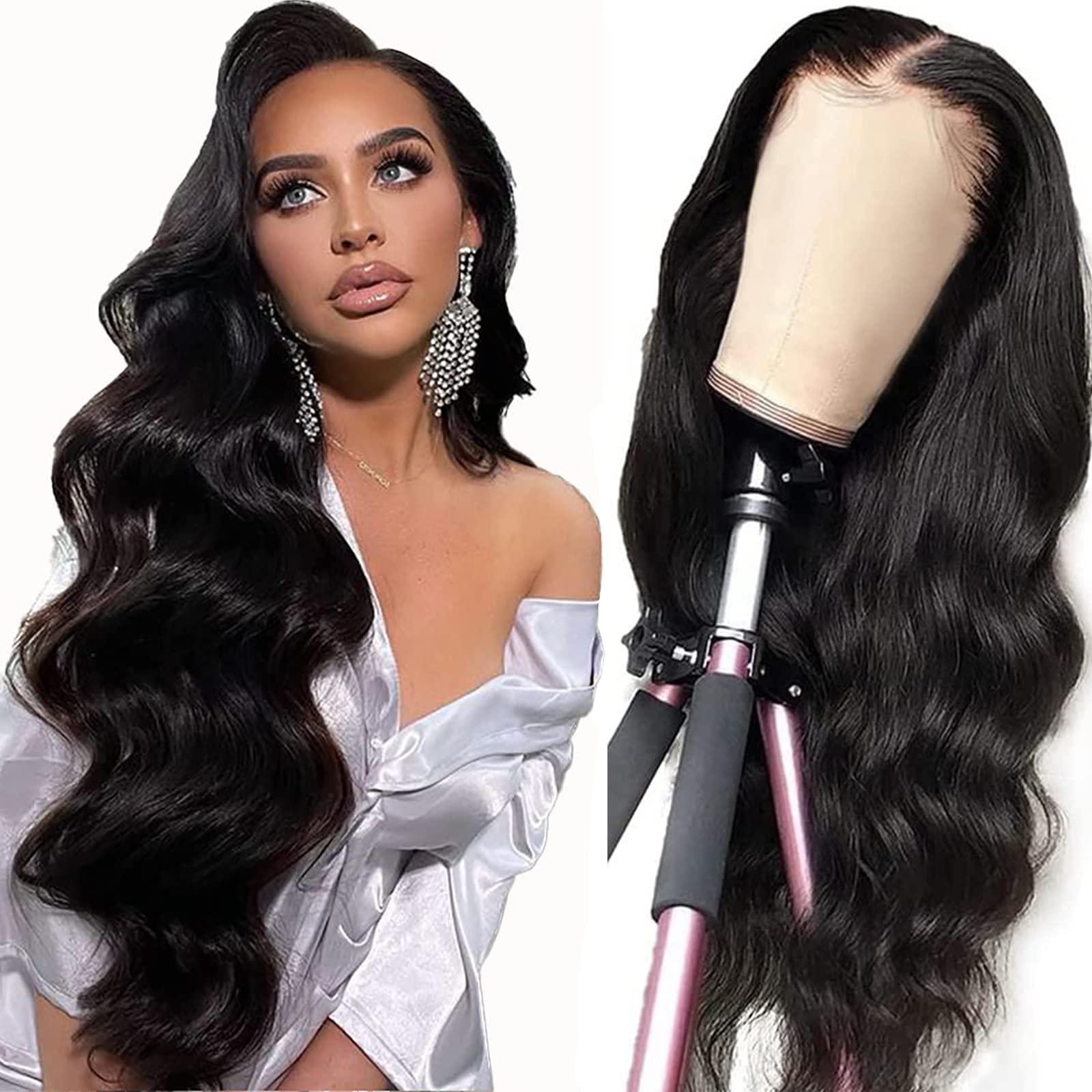Queen Story Queen Story 30 Inch HD Lace Front Wig Human Hair 4x4 Body Wave Lace Front Wigs Human Hair Pre Plucked with Baby Hair 150% Density Brazilian Virgin Human Hair Wigs for Black Women (30inch)