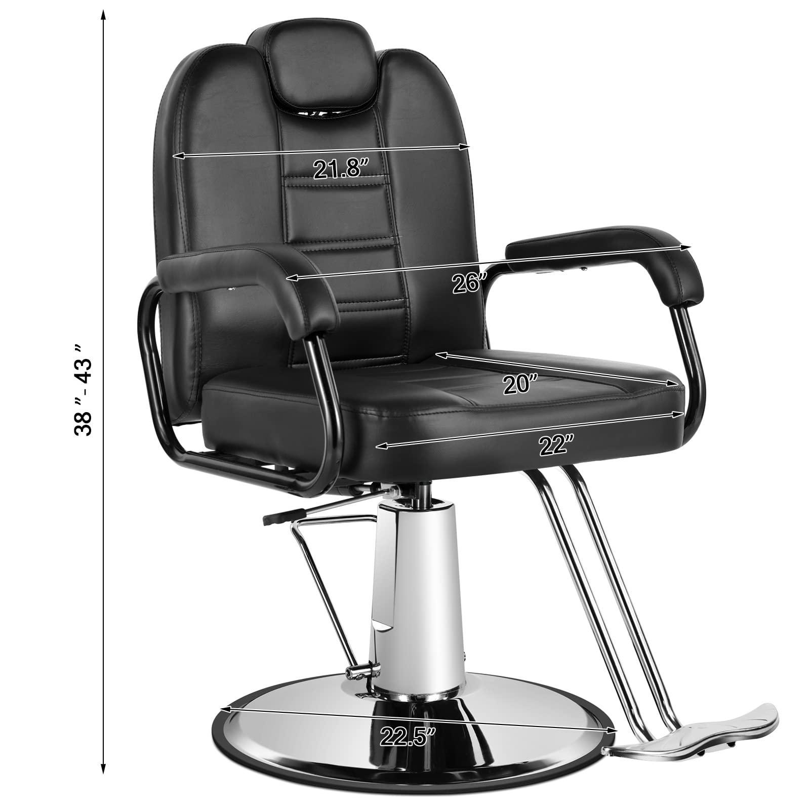 Artist hand Artist hand Barbers Chairs, Heavy Duty Hydraulic Reclining Salon Chair Spa Furniture Shampoo Reclining Extra Wider Seat Beauty Hair Salon Equipment(Black)
