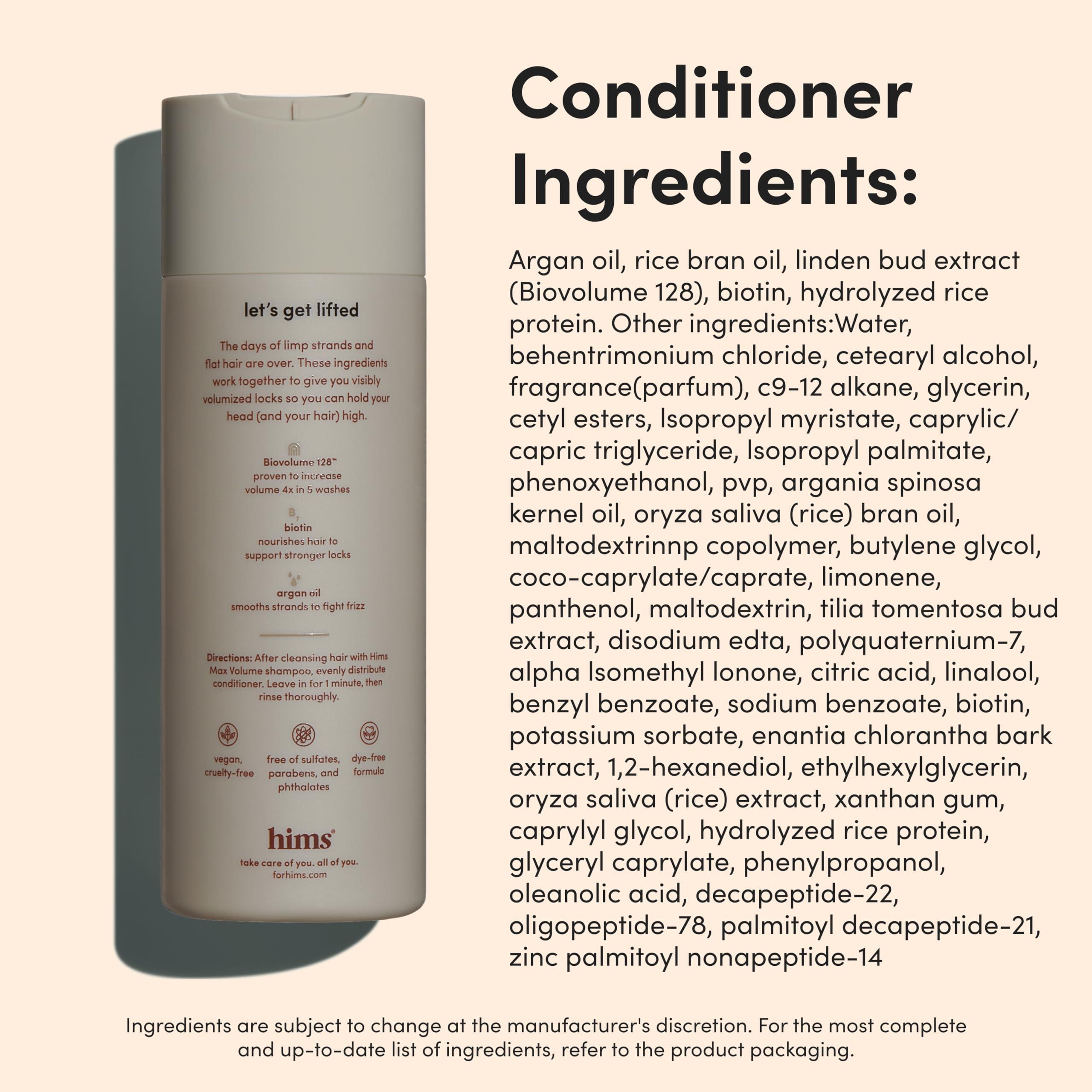 HIMS & HERS Hims Max Volume Shampoo & Conditioner Pack - Volumizing Shampoo and Conditioner for Men - Citrus Spice - Men\'s Natural Shampoo & Conditioner - 2 x 6.4 fl oz Bottles