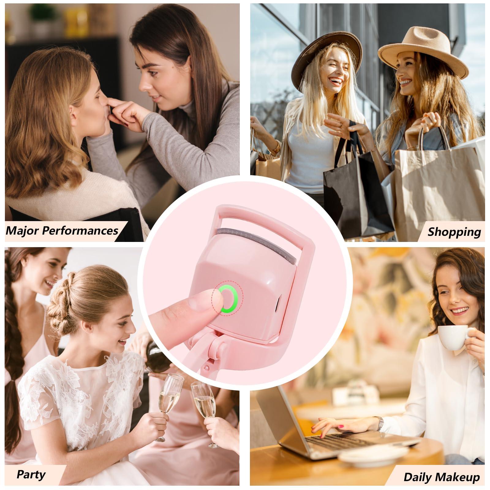 Dust2Oasis Heated Eyelash Curler,Rapid Heat Lash Curler,2 Premature Setting & Long Lasting Curling with Sensing Heating Silicone Pad, USB Rechargeable Eye Lash Curler