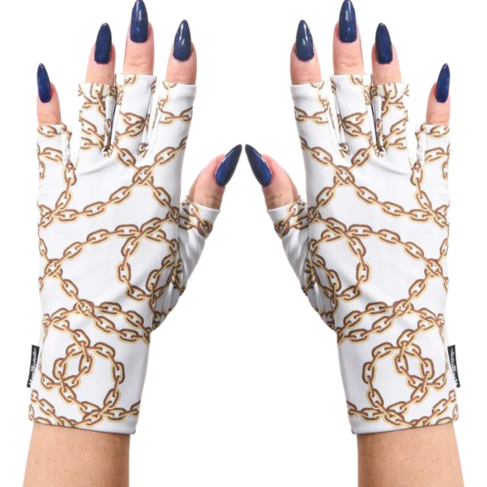 ManiGlovz ManiGlovz - The ORIGINAL UPF 50+ UV Light Protective Nail Gloves | Gel Manicure Gloves and Anti UV Fingerless Gloves for Women | Can be Used as Sun Protection Gloves for Driving | The Vogue Print