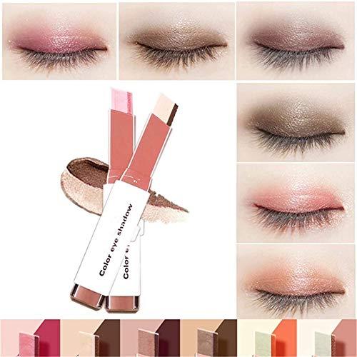 Deysen Two-Tone Eyeshadow Stick, Double Colors Eye Shadow Stick Glitter Shimmer Eyeshadow Gradient Eyeshadow Makeup Stick Waterproof Eyeshadow (#2 Brown Coffee)