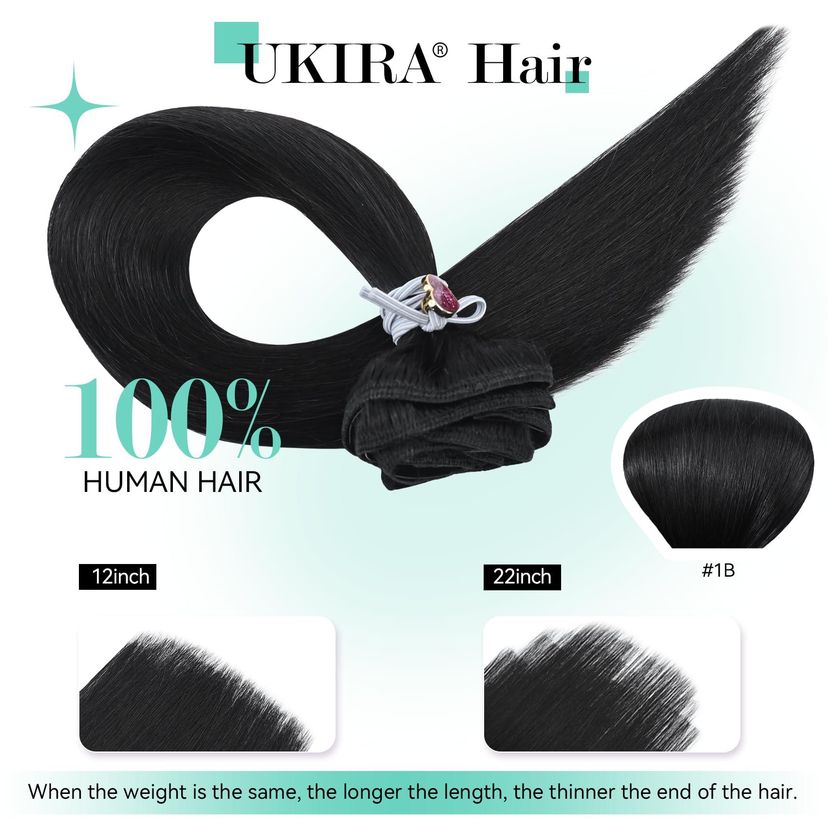 Ukira Ukira Black Hair Extensions Real Human Hair, 22 Inch 70g 7pcs Natural Black human hair clip in extensions, Soft Straight Remy Human Hair Extensons Clip in Hair Extensions Black Women