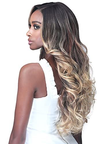 BOBBI BOSS BOBBI BOSS Synthetic Hair 13x4 Deep HD Lace Wig - MLF254 JAEL, Long Curly Hair Wigs with Natural Baby Hair, Safe High Heat Styling (2, Dark Brown)