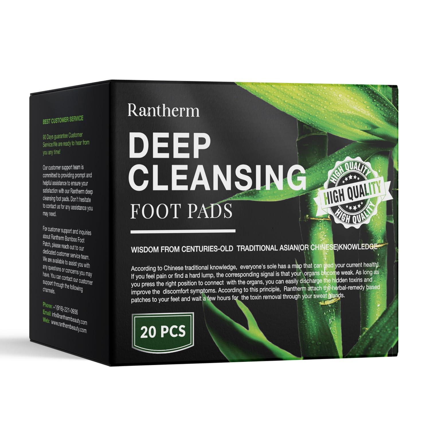 Rantherm Foot Paches, Premium Deep Cleansing Foot Pads, Bamboo Foot Paches, Ginger Foot Pads for Promoting Sleeping, Relieving Fatigue and Relaxing Muscles & Tendons and Eliminate Moisture 20 Packs