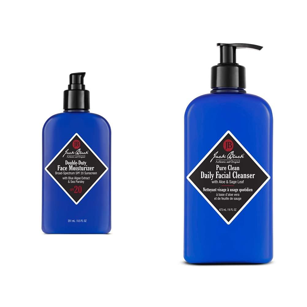 Jack Black Jack Black Double-Duty Face Moisturizer, 8.5 fl oz and Pure Clean Daily Facial Cleanser, 16 fl oz Set