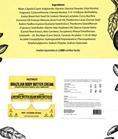 Nutrius Nutrius Brazilian Body Butter Cream , 3 Ounce (Pack of 2)