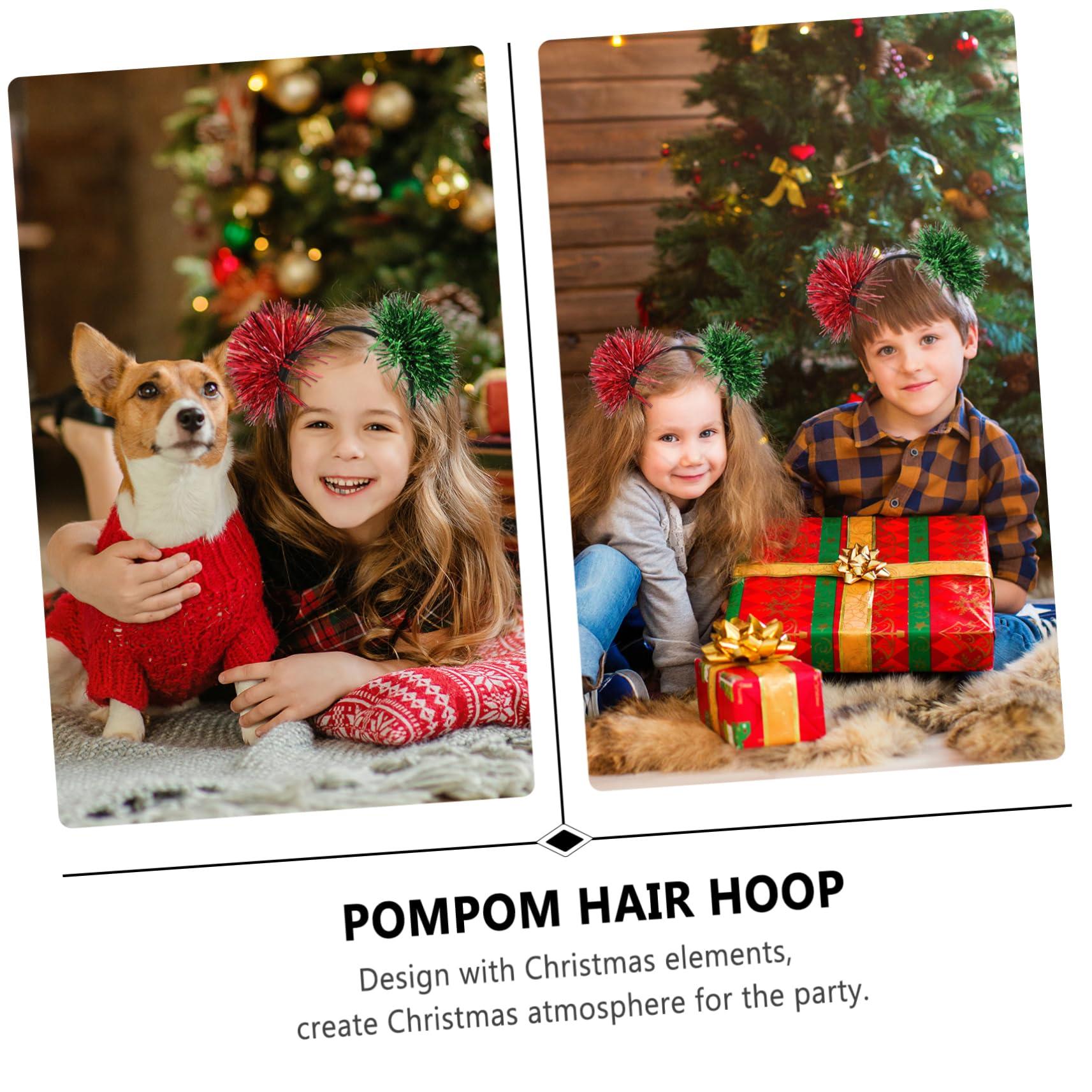 FOMIYES FOMIYES Pom Headband Small Pompom Hair 2pcs Bright Silk Ball Headband Aluminum Foil Strip Prom Metal Miss Tinsel Foil Hair Hoop