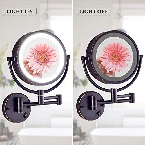 BABUUN BABUUN Makeup Mirror 8 Inch with 10X Magnification and LED Light Vanity Mirror, 360 Degree Swivel Rotation with Distortion (Size : 7X)