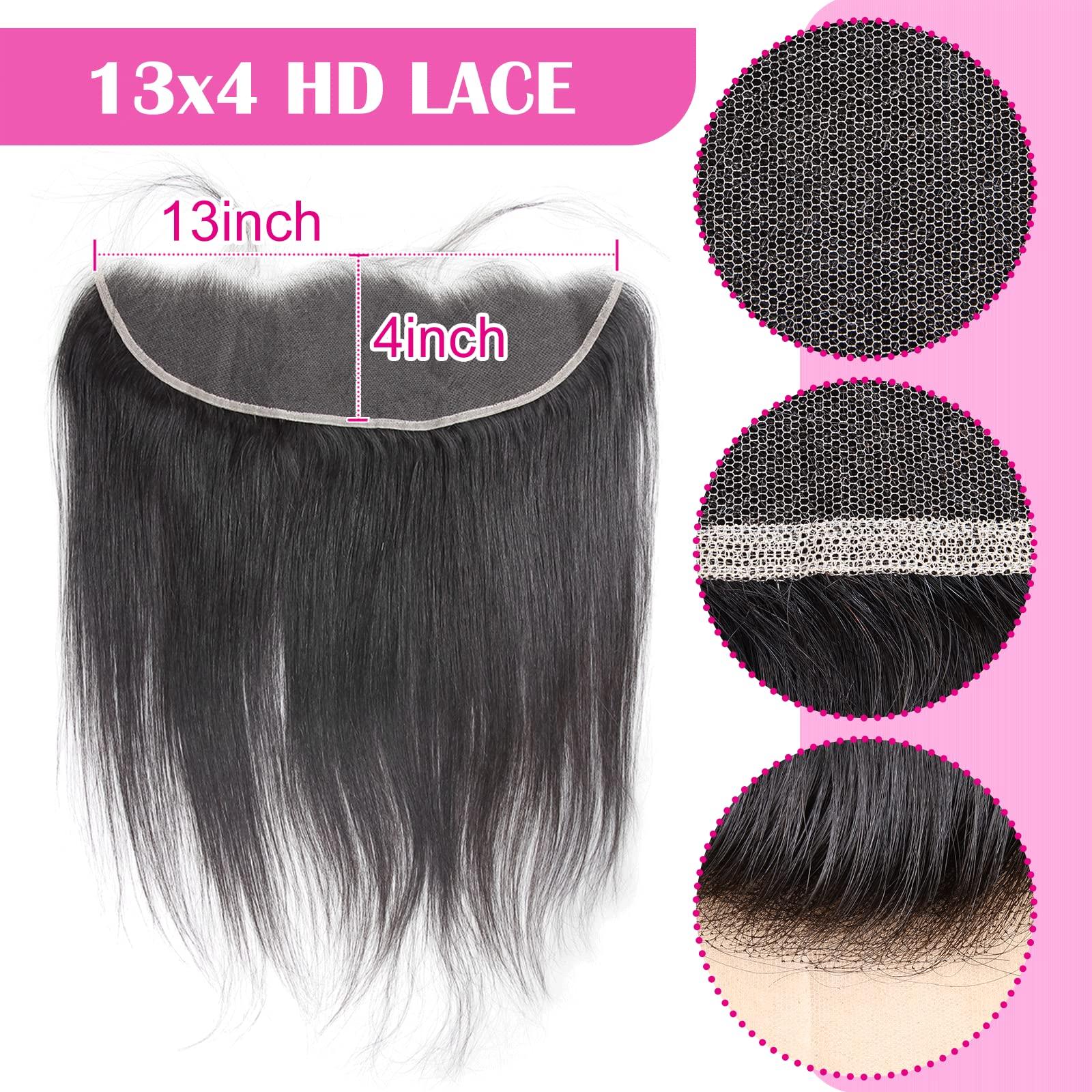 BERRYS FASHION BERRYS FASHION HD Lace Frontal 13x4 13x6 Human Hair 12A, Ear to Ear Lace Frontal Closure, Transparent Lace Frontal Only, Body Wave Straight, 100% Brazilian Virgin Human Hair, Pre Plucked Hairline, 16\"