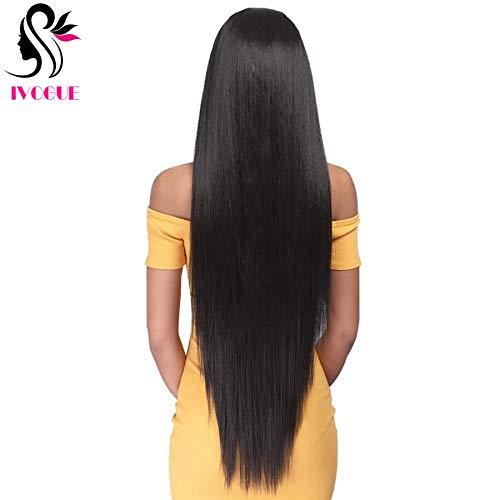 iVogue Hair 32inch Malaysia Virgin Human Hair Wigs Long Glueless Lace Front Wigs with Bleached Knots Baby Hair for Black Women (28inch, Straight)