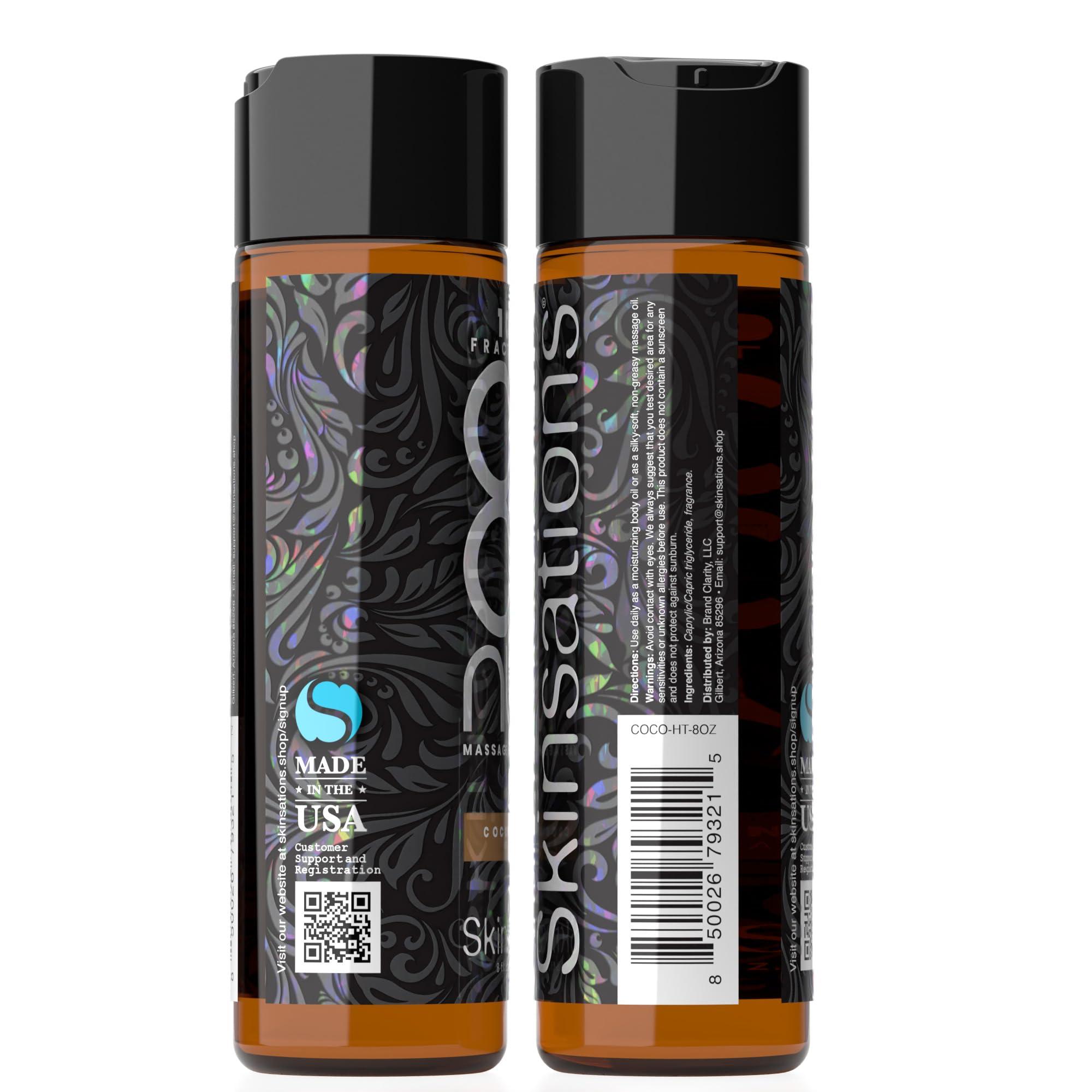 Skinsations Skinsations - Scented Body Oil - Coconut Spice - 100% Fractionated COCONUT Oil - Fragrance Oil for Skin, After Shower Body Oil for Women and Men, Body Moisturizer, Bath Oil, Hydrating Massage Oil