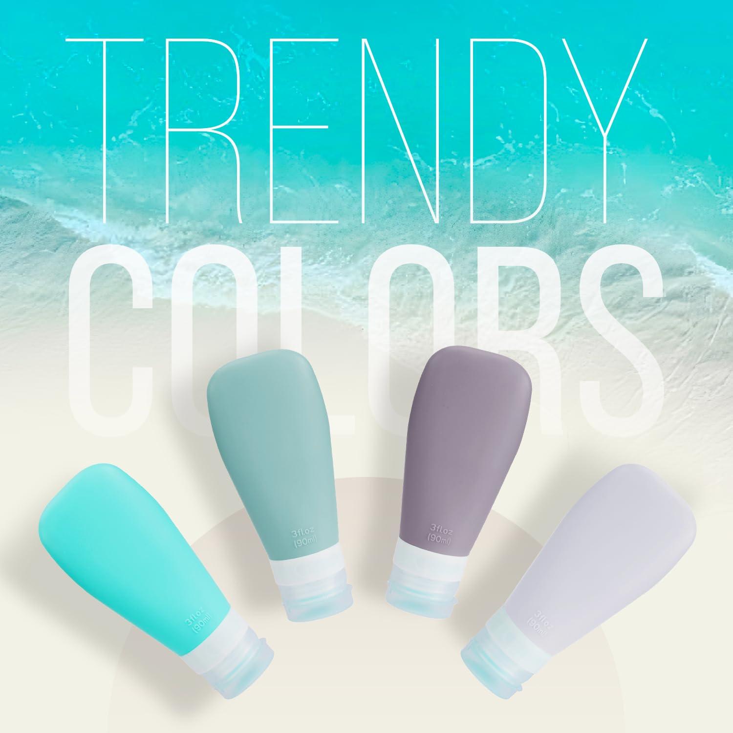 GLOBEGEAR GLOBEGEAR TSA Approved Silicone Travel Bottles Leak Proof & Travel Size Containers for Toiletries Travel Kit with TSA Liquids Travel Bag (model GG3)