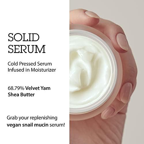 BLITHE BLITHE Pressed Serum 68.79% Wild Yam Moisturizing Serum with Cream Texture for Women, Vegan Mucin Safe for Sensitive Skin, Korean Skincare 1.68 Fl Oz
