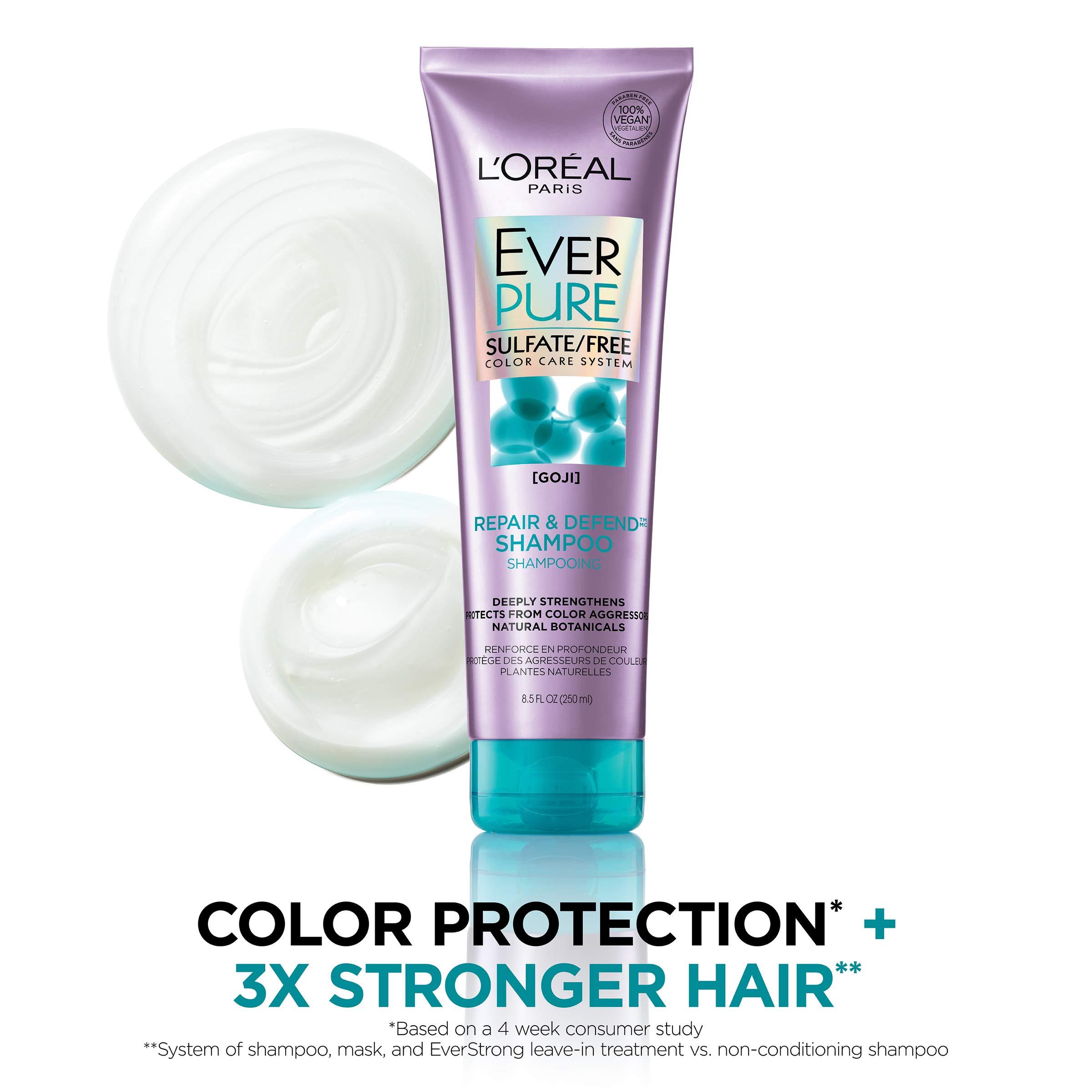 L'Oréal Paris L'Oreal Paris EverPure Repair and Defend Sulfate Free Shampoo for Color-Treated Hair, Strengthens and Repairs Damaged Hair, with Goji, 8.5 Fl; Oz (Packaging May Vary)