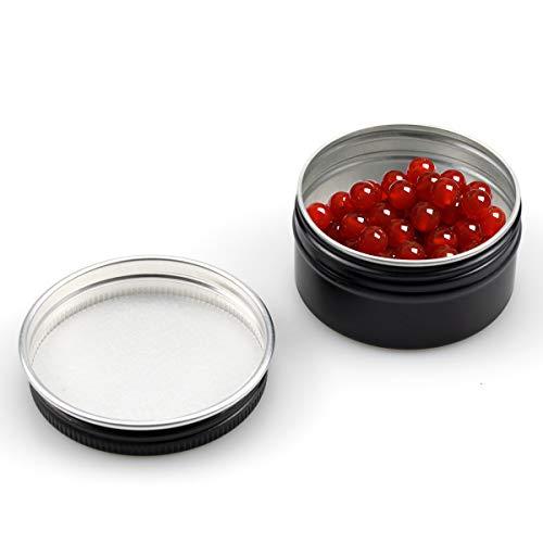 Foraineam Foraineam 48 Pack 1 oz. Aluminum Round Lip Balm Tin Containers with Screw Lid - Metal Storage Travel Tins Matte Black Empty Tin Jars