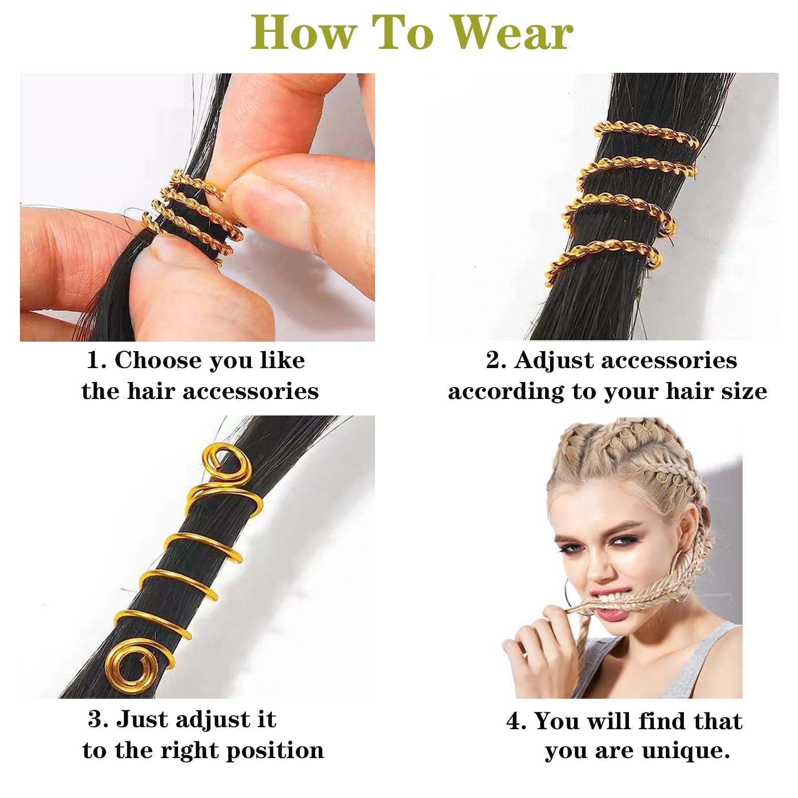 Tuefuzy 200 Pcs Hair Beads Jewelry, Dreadlock Jewelry for Hair Braids, Hair Accessories Gem Crystal Hair Charms, Metal Hair Coils Rings, Gold and Silver Hair Pendants, Braid Cuffs, Clips