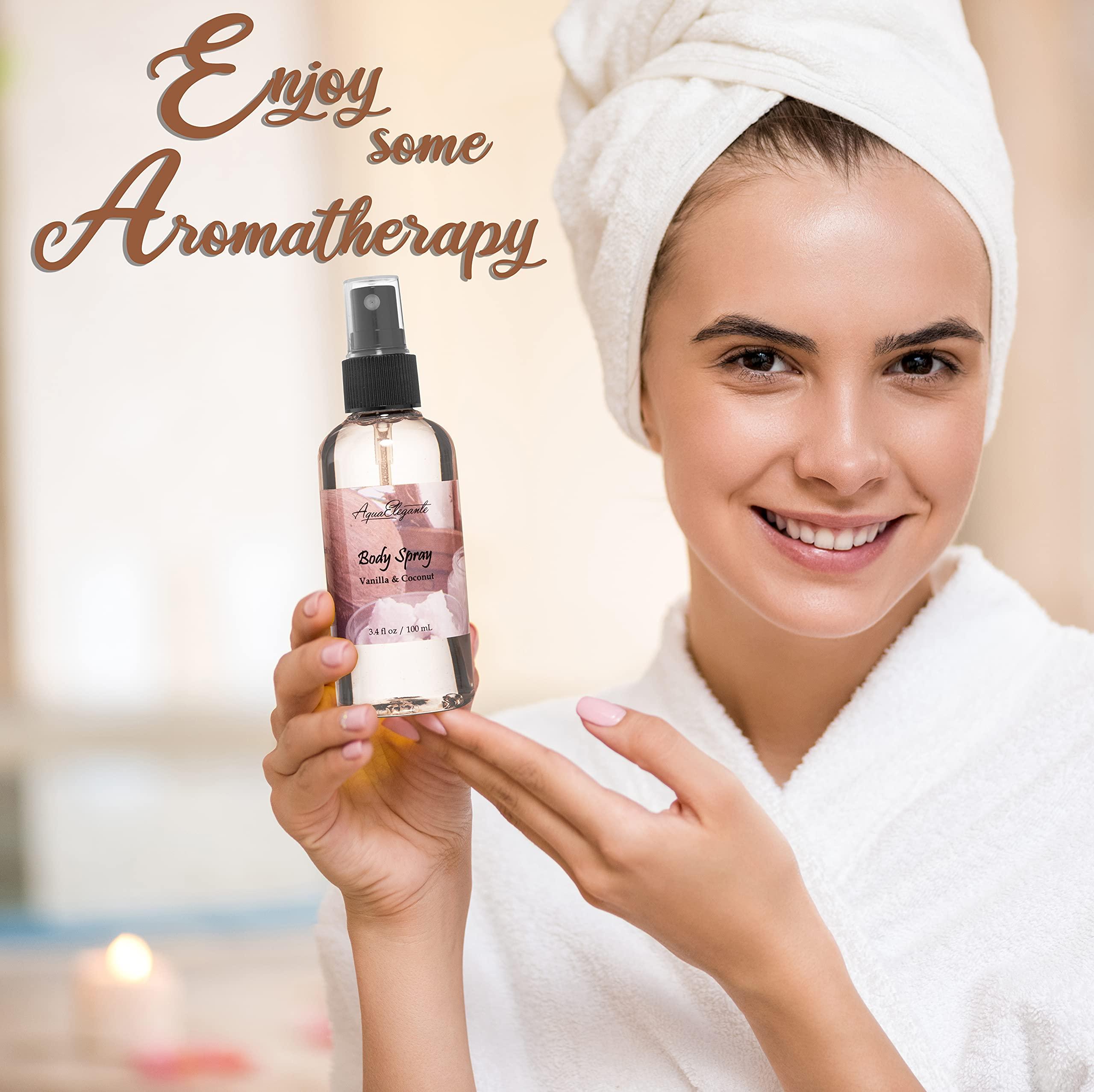 Aqua Elegante Bath Spa Gift Sets - Luxury Basket With Coconut & Vanilla - Spa Kit Includes Wash, Bubble Bath, Lotion, Bath Salts, Body Scrub, Shower Puff, Bathbombs, Soap and Towel