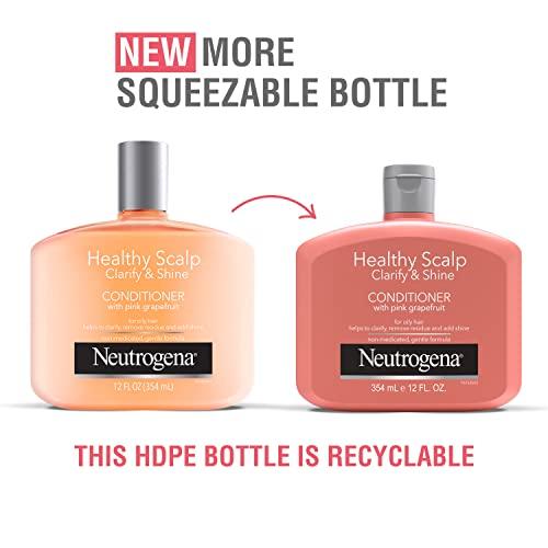 Neutrogena Neutrogena Exfoliating Healthy Scalp Clarify & Shine Conditioner for Oily Hair and Scalp, Anti-Residue Conditioner with Pink Grapefruit, Paraben & Phthalate-Free, Color-Safe, 12oz