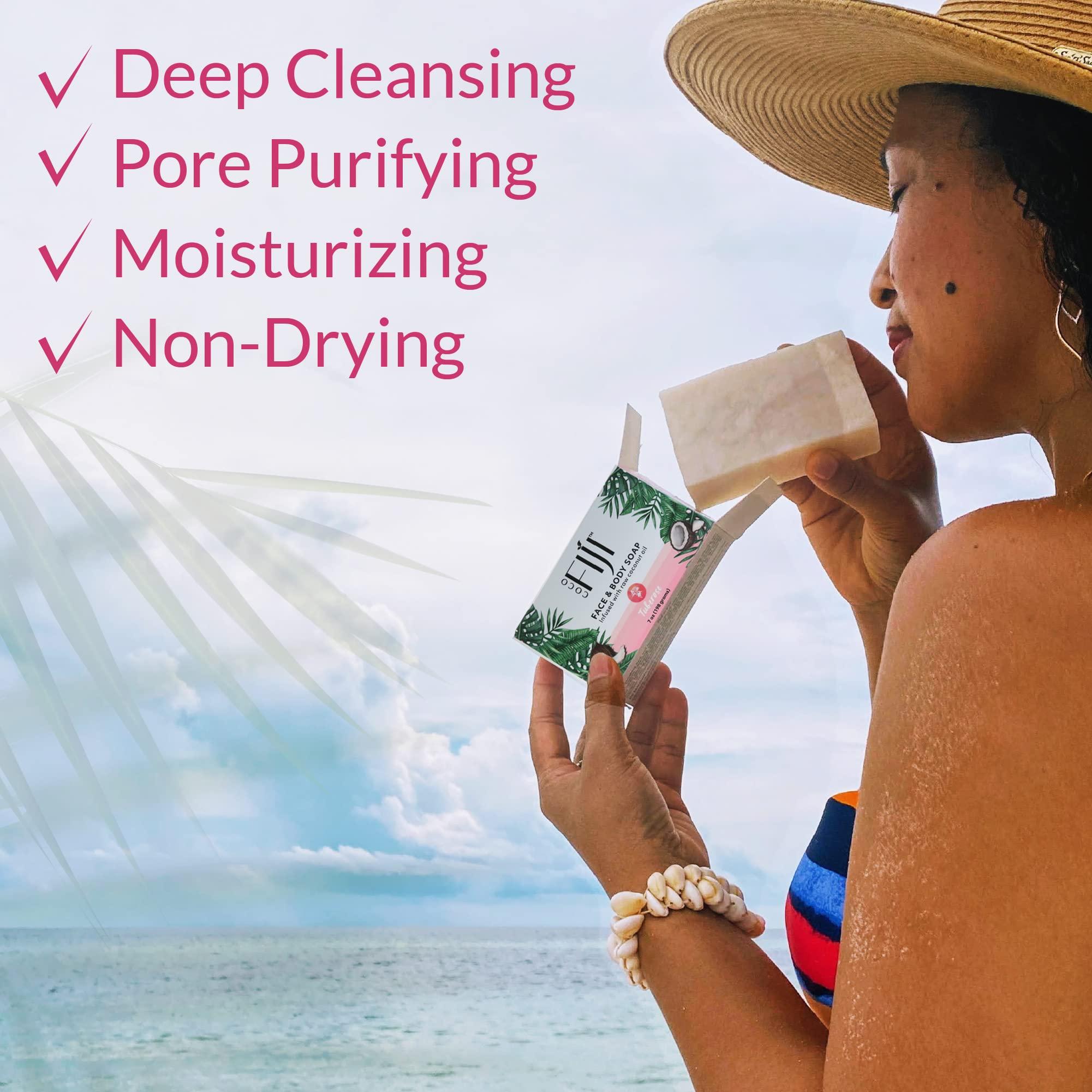 Organic Fiji Coco Fiji, Coconut Oil Infused Soap, Bar 7oz (Tuberose, Pack of 2)