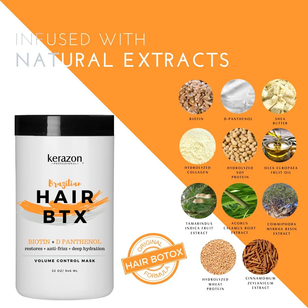 KERAZON KERAZON Brazilian Hair BTX Treatment mask 32oz 946ml provides repair for damaged, dry, smoothing. New packaging, original formula. Salon size
