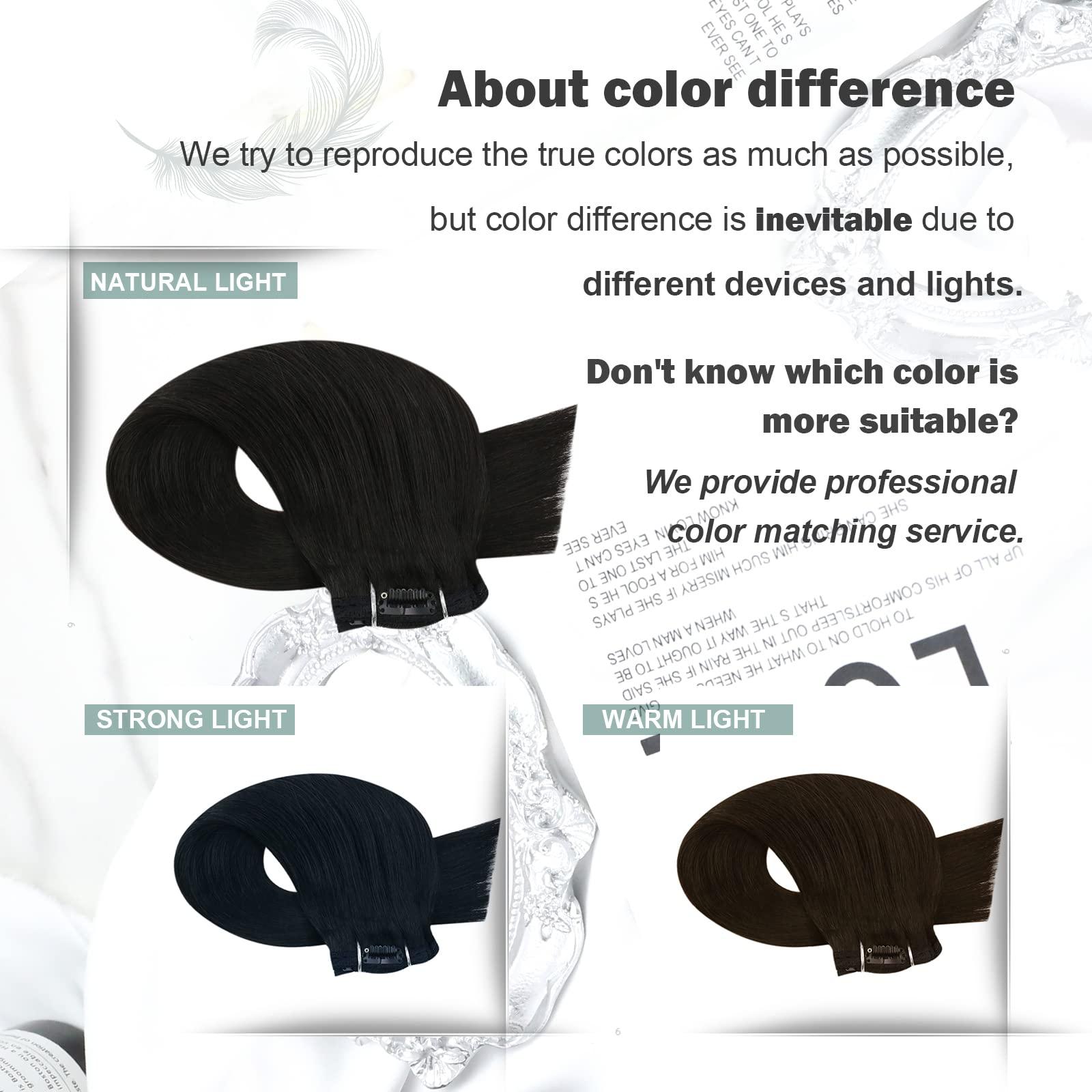 Moresoo Moresoo Clip in Hair Extensions Black Double Weft Human Hair Clip in Extensions Off Black Hair Extensions Clip in Human Hair Natural Black #1B 18 Inch 7pcs 120grams