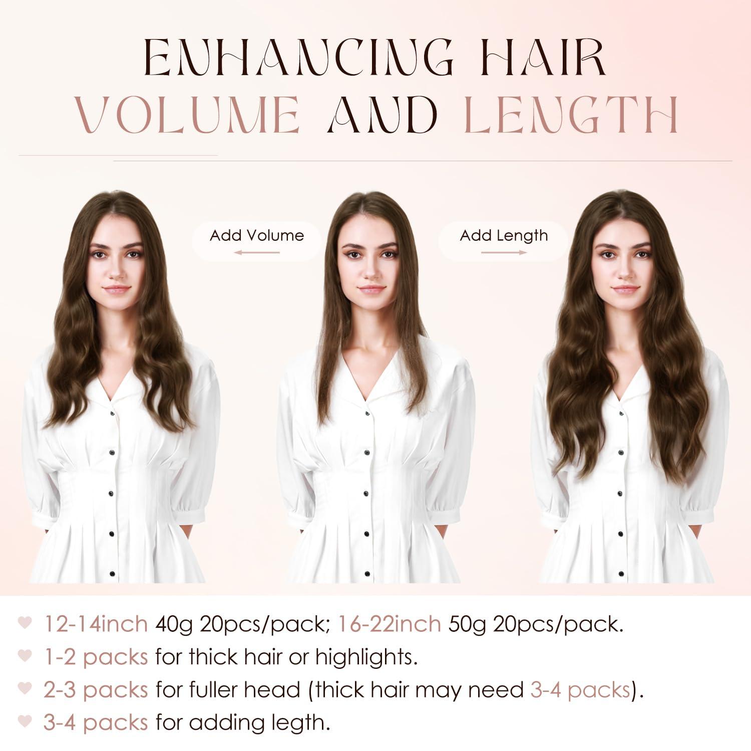 SLEEKALON Human Hair Tape in Extensions-Double Stitched,SLEEKALON Free-cut Mini Tape ins Real Hair Extension Dark Brown Invisible Seamless Straight Double Side Tape Hair Extension-18 Inch,20pcs 50g,#02