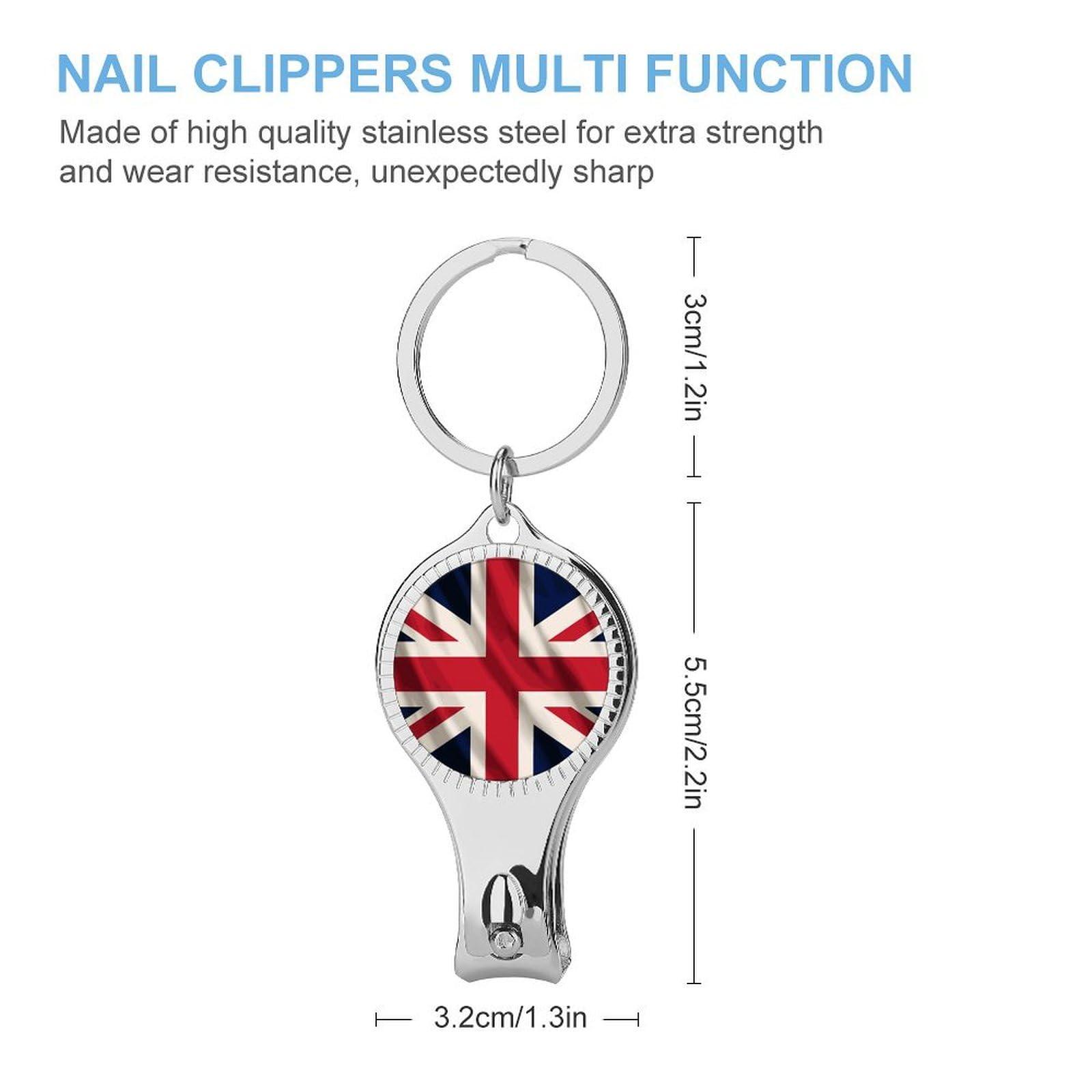 XKAWPC Union Jack Flag UK United Kingdom Fingernail Clipper with Nail File Metal Nail Clippers Portable Nail Cutters