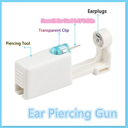 psaakon Self Ear Piercing Kits – 2 Pack Self Ear Piercing Gun, Disposable Ear Pearcings Kit with 3mm Silver Black Gold Ball Earring Studs,Safety Ear Piercing Gun Kit Tool (Black)