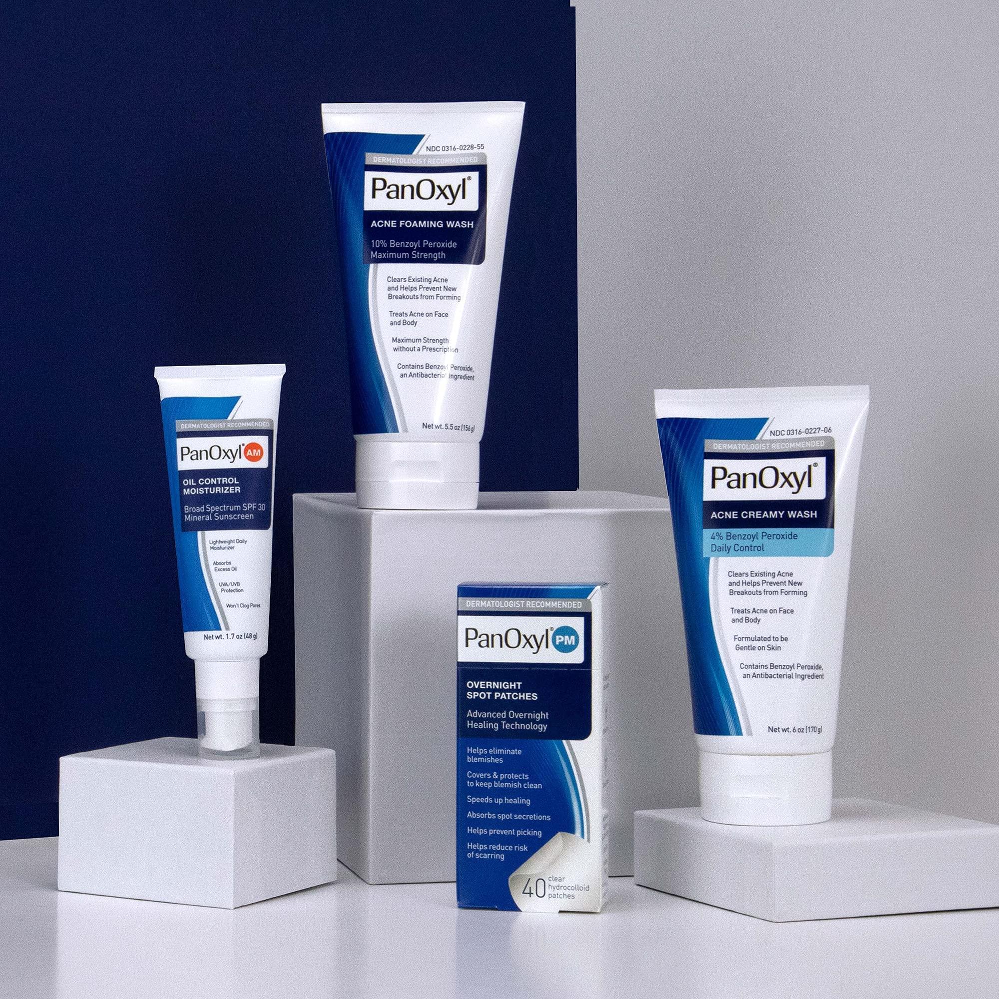 PanOxyl Panoxyl Acne Wash 4% Bundle with PM Patches, Cleanser