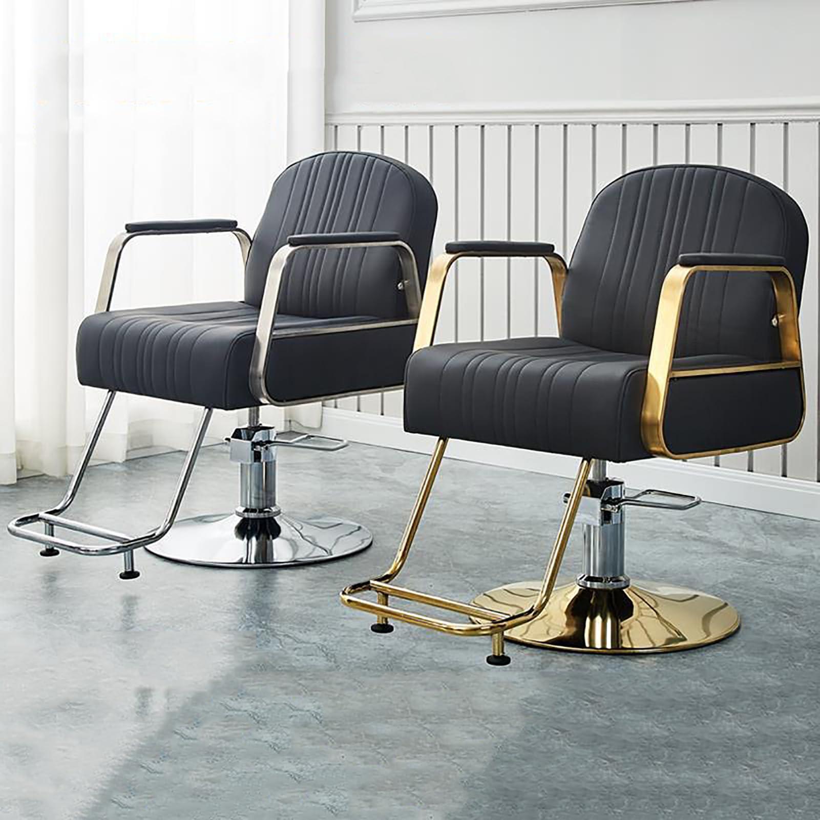 NaKeah NaKeah Salon Chair for Hair Stylist, Barber Chair for Barbershop/Home, Height Adjustable Hydraulic Hair Salon Hair, All-Purpose Salon Equipment,Gold,B